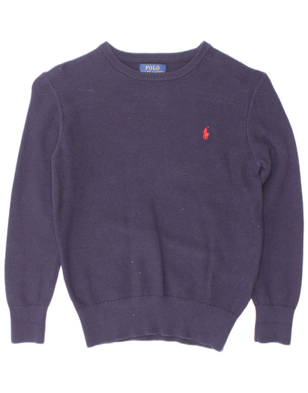 Polo Ralph Lauren Suéter masculino com gola canoa 6-7 anos algodão azul marinho