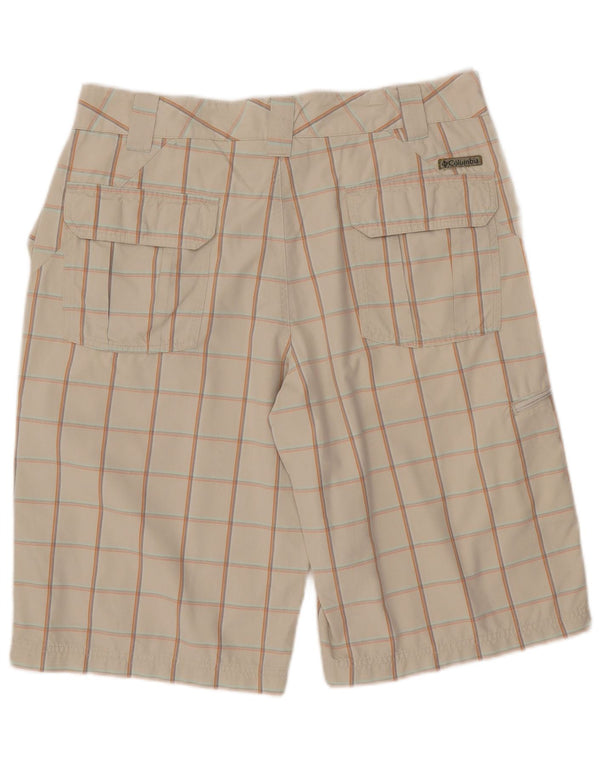 COLUMBIA Mens Cargo Shorts W34 Grande Algodão Xadrez Bege
