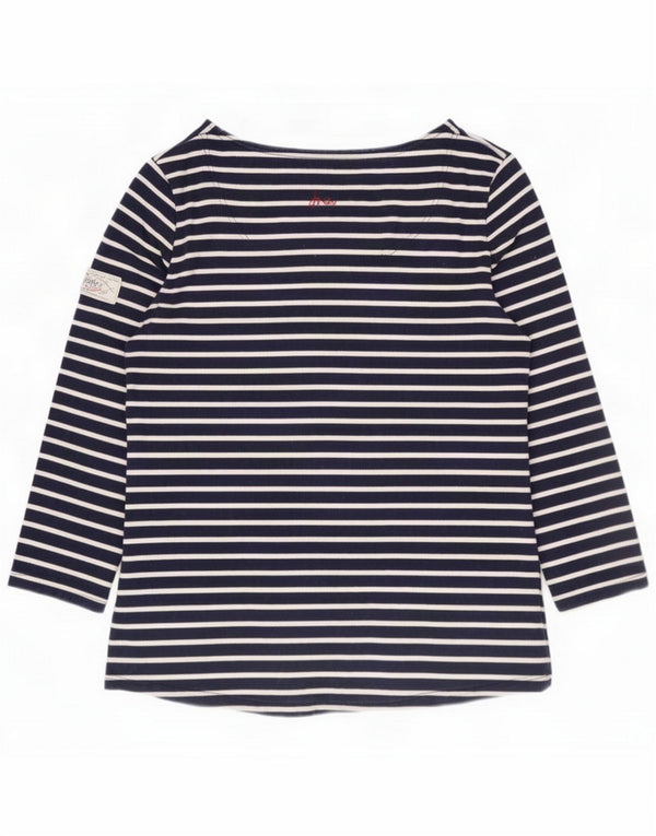 Joules Womens Top 3/4 Sleeve UK 14 Medium Navy Blue Striped Cotton