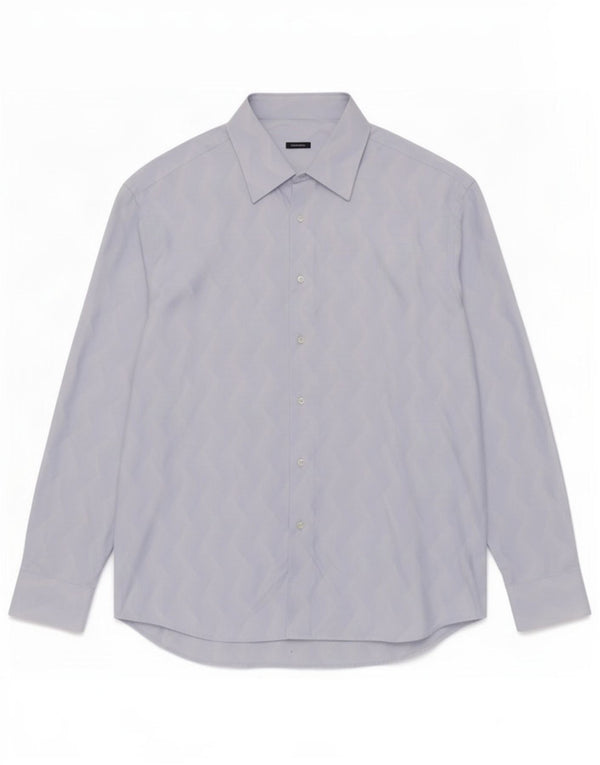 Camisa masculina Roccobarocco tamanho 44 XL algodão geométrico azul