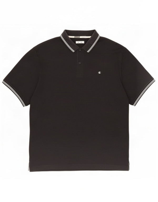 Camisa polo masculina Champion Easy Fit XL preta listrada de algodão