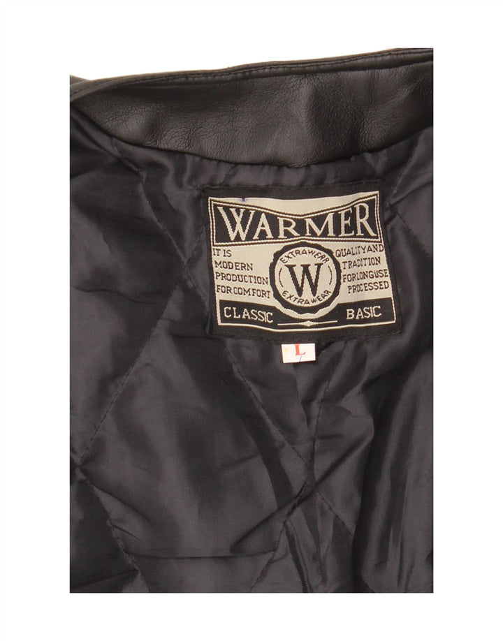 Colete de couro feminino vintage UK 16 grande preto