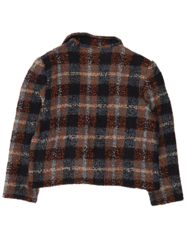 Jaqueta Bolero aberta feminina vintage IT 48 XL lã xadrez multicolorida
