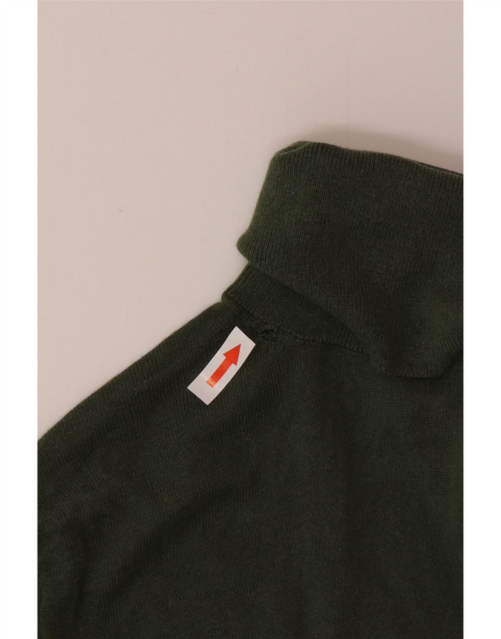Suéter feminino Massimo Dutti com gola redonda Reino Unido 12 seda verde médio