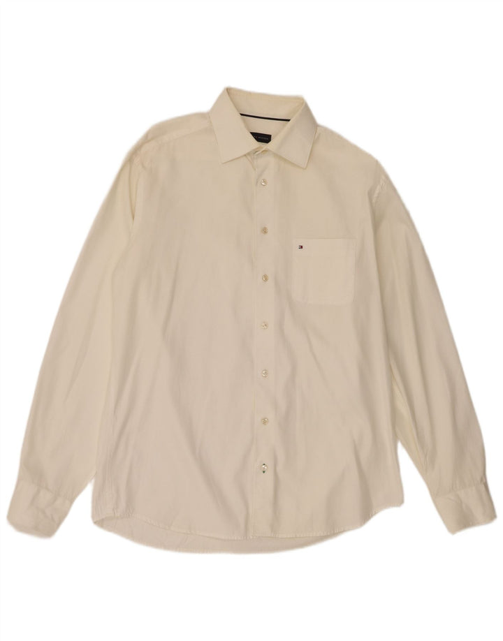 Camisa masculina Tommy Hilfiger tamanho 39 15 1/2 médio off white algodão