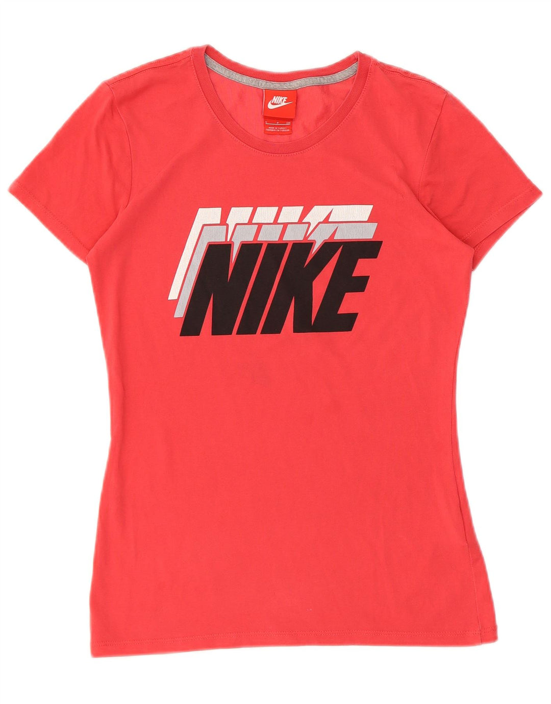 Camiseta Nike feminina gráfica Top UK 10 pequeno algodão vermelho