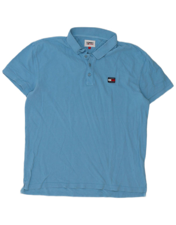 Camisa polo masculina Tommy Hilfiger grande algodão azul