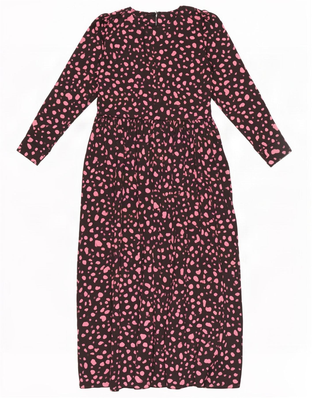 Vestido maxi feminino de manga comprida Zara UK 12 poliéster manchado preto médio
