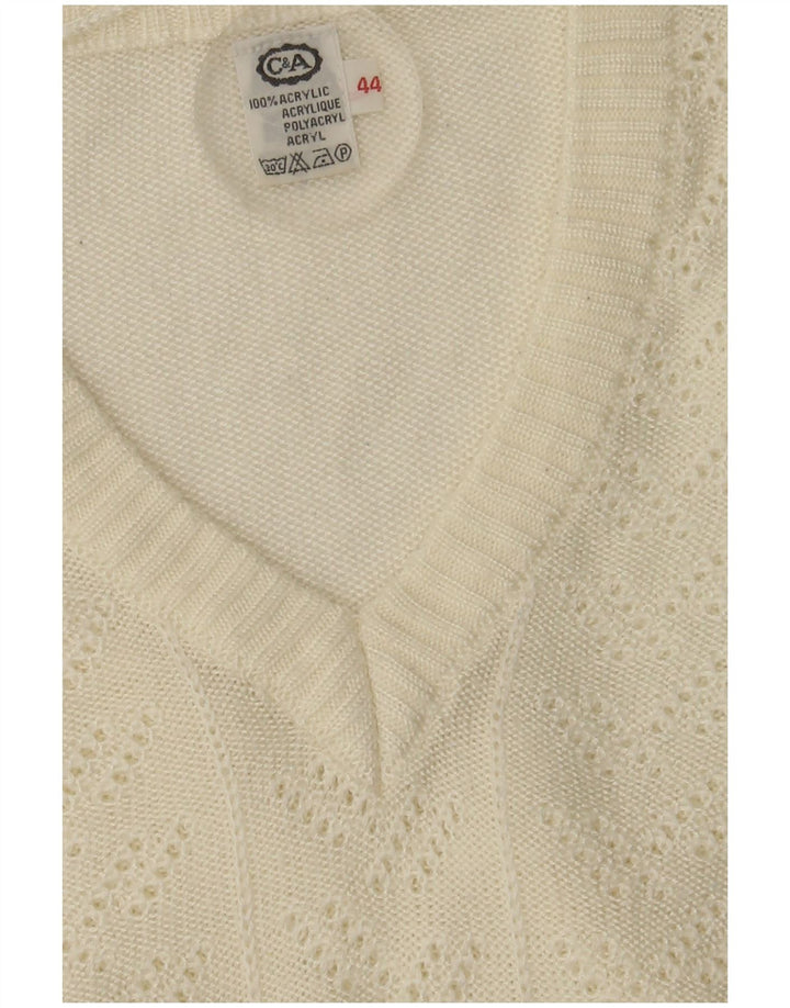 Suéter feminino C&A com decote em V IT 44 acrílico branco médio