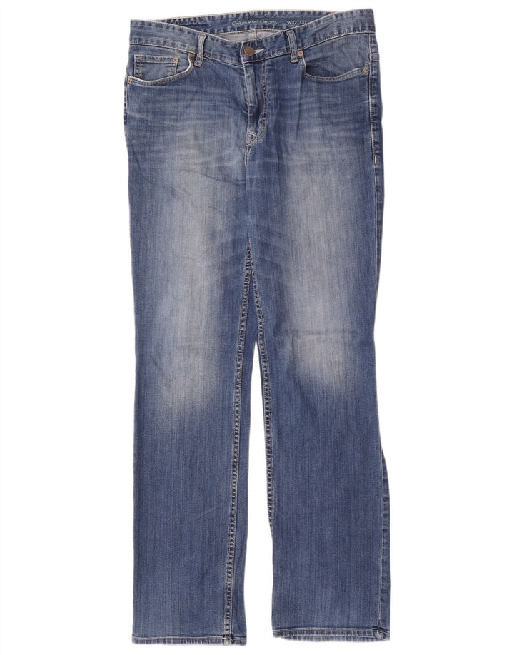 Calça jeans reta masculina Calvin Klein W32 L32 azul algodão