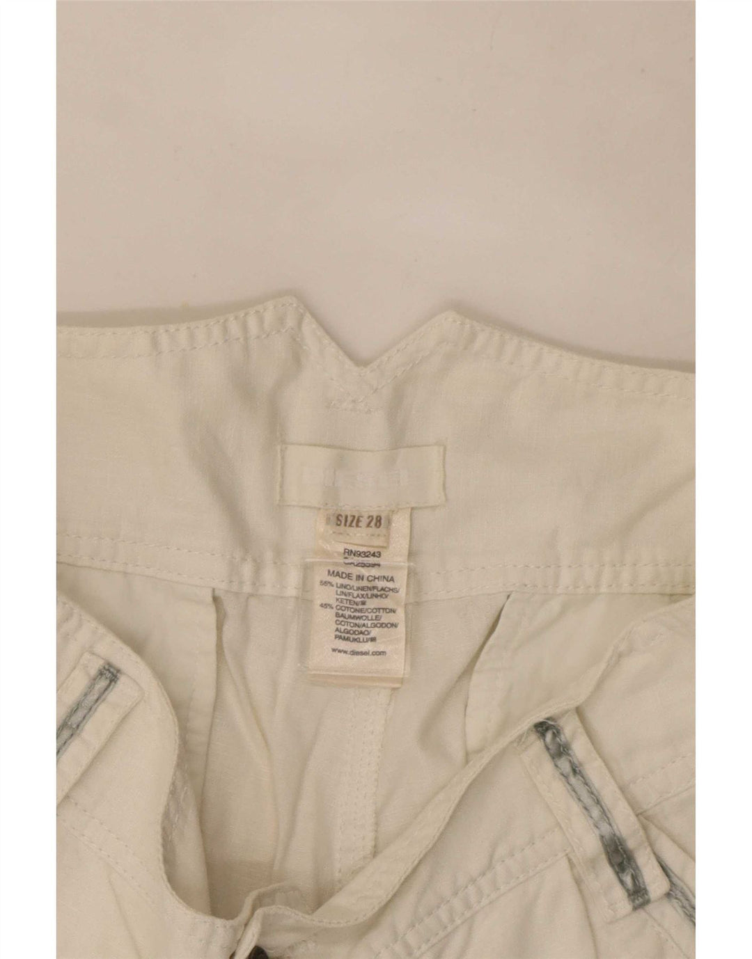 Calça quente feminina Diesel W28 linho branco médio