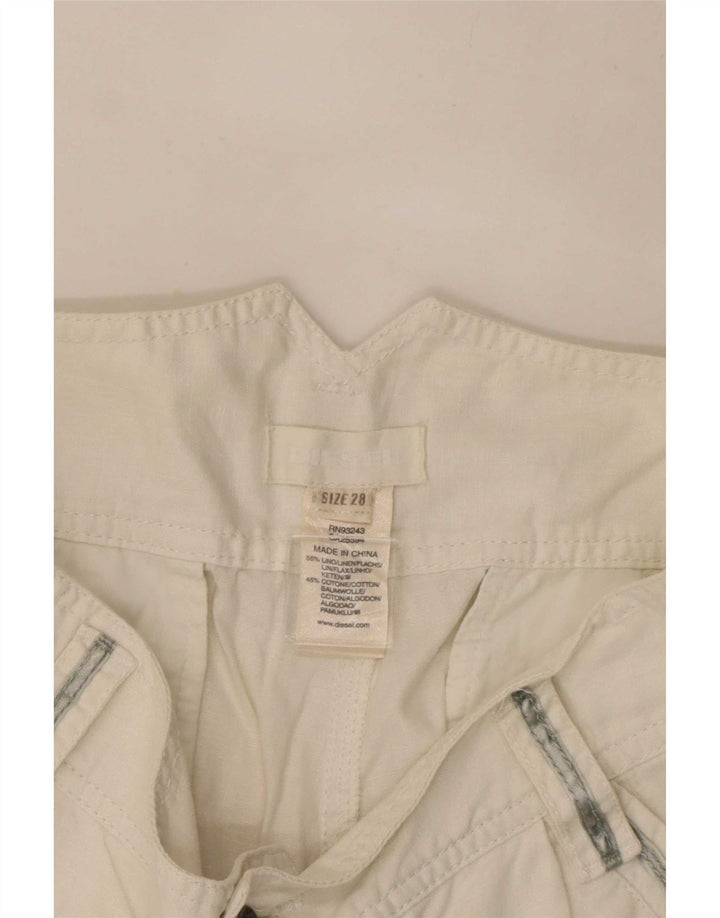 Calça quente feminina Diesel W28 linho branco médio