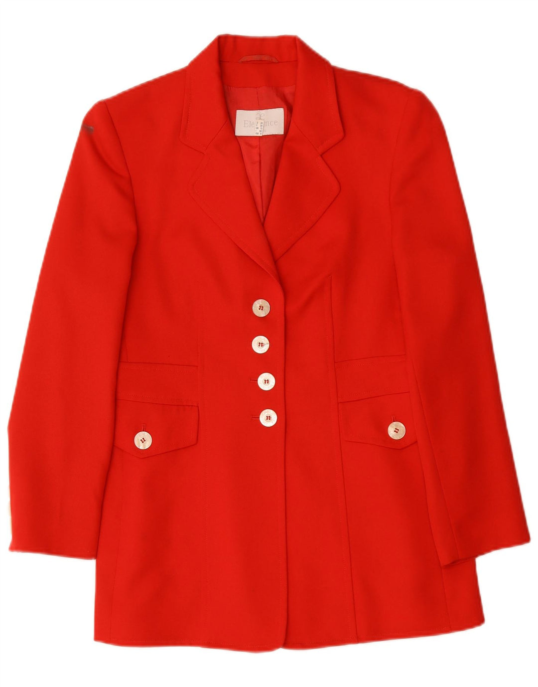 Jaqueta blazer feminina Elegance com 4 botões Reino Unido 10 pequena lã virgem vermelha