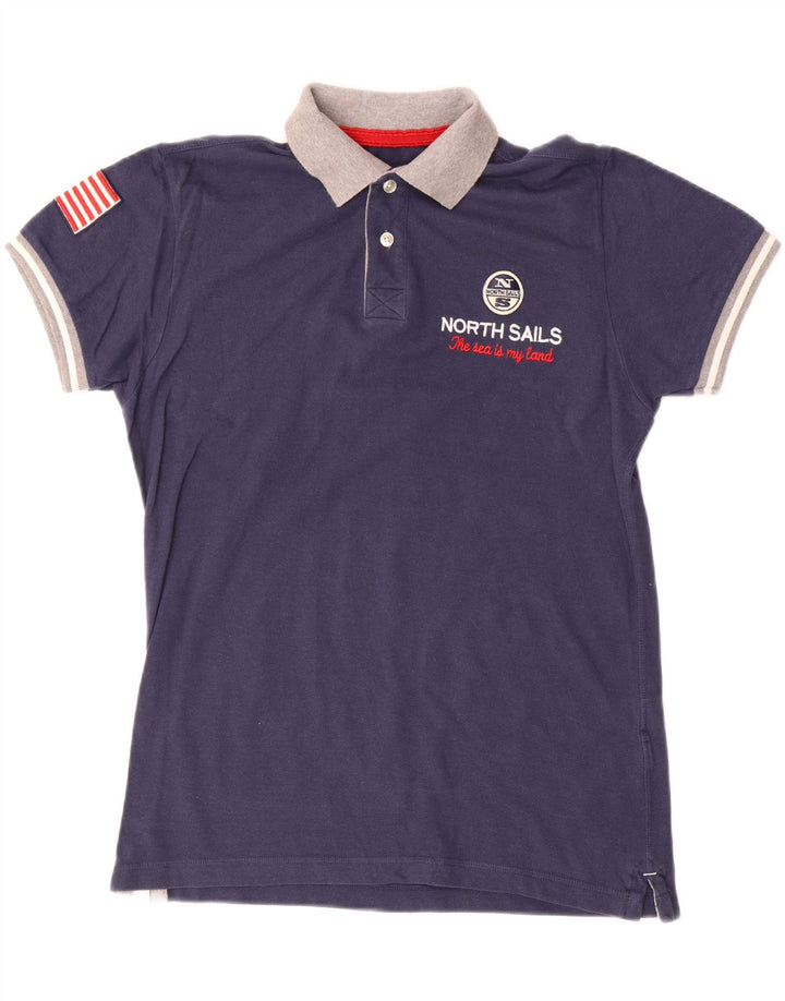 Polo gráfico masculino NORTH SAILS pequeno bloco colorido azul marinho