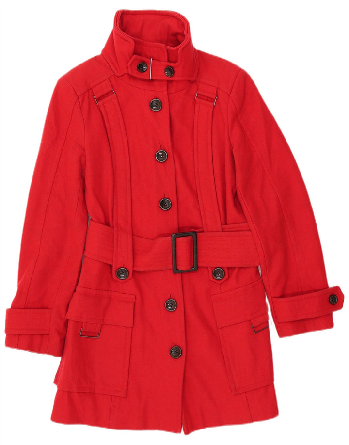 Sobretudo feminino ZARA UK 12 lã vermelha média