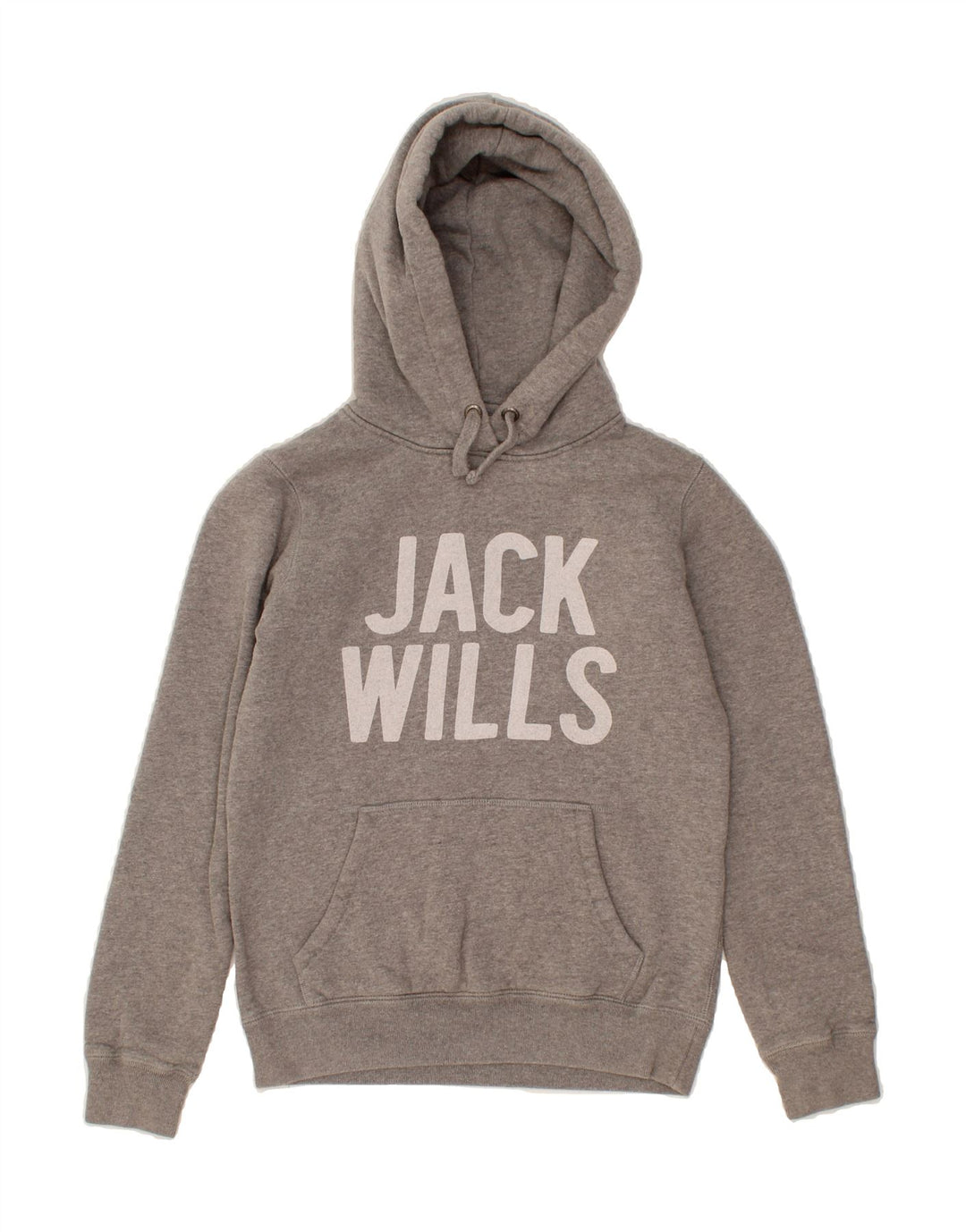 JACK WILLS Womens Graphic Hoodie Jumper UK 6 XS Grey Cotton Vintage Jack Wills and Second-Hand Jack Wills from Messina Hembry 