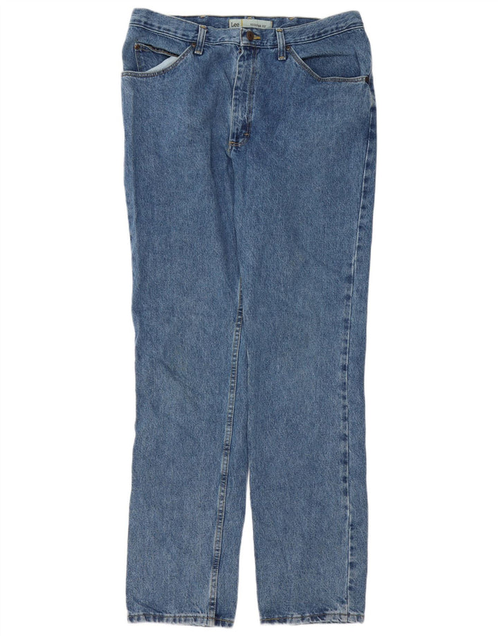 Lee Mens Regular Fit Straight Jeans W36 L34 Azul Algodão