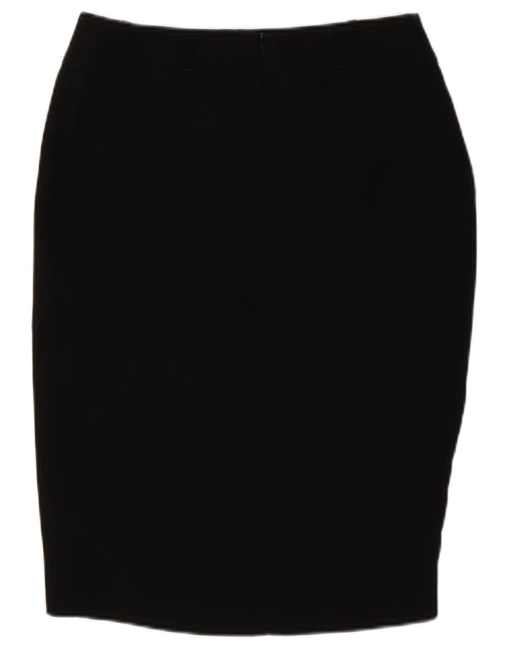 Saia lápis feminina Marks & Spencer Reino Unido 12 médio W30 poliéster preto