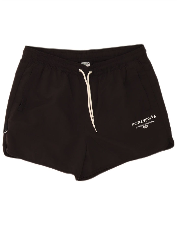 Shorts esportivos masculinos Puma grandes de nylon preto