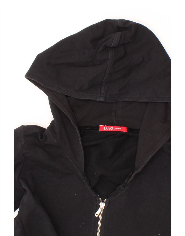 LIU JO Girls Crop Zip Hoodie Sweater 11-12 Years Black Cotton Vintage Liu Jo and Second-Hand Liu Jo from Messina Hembry 