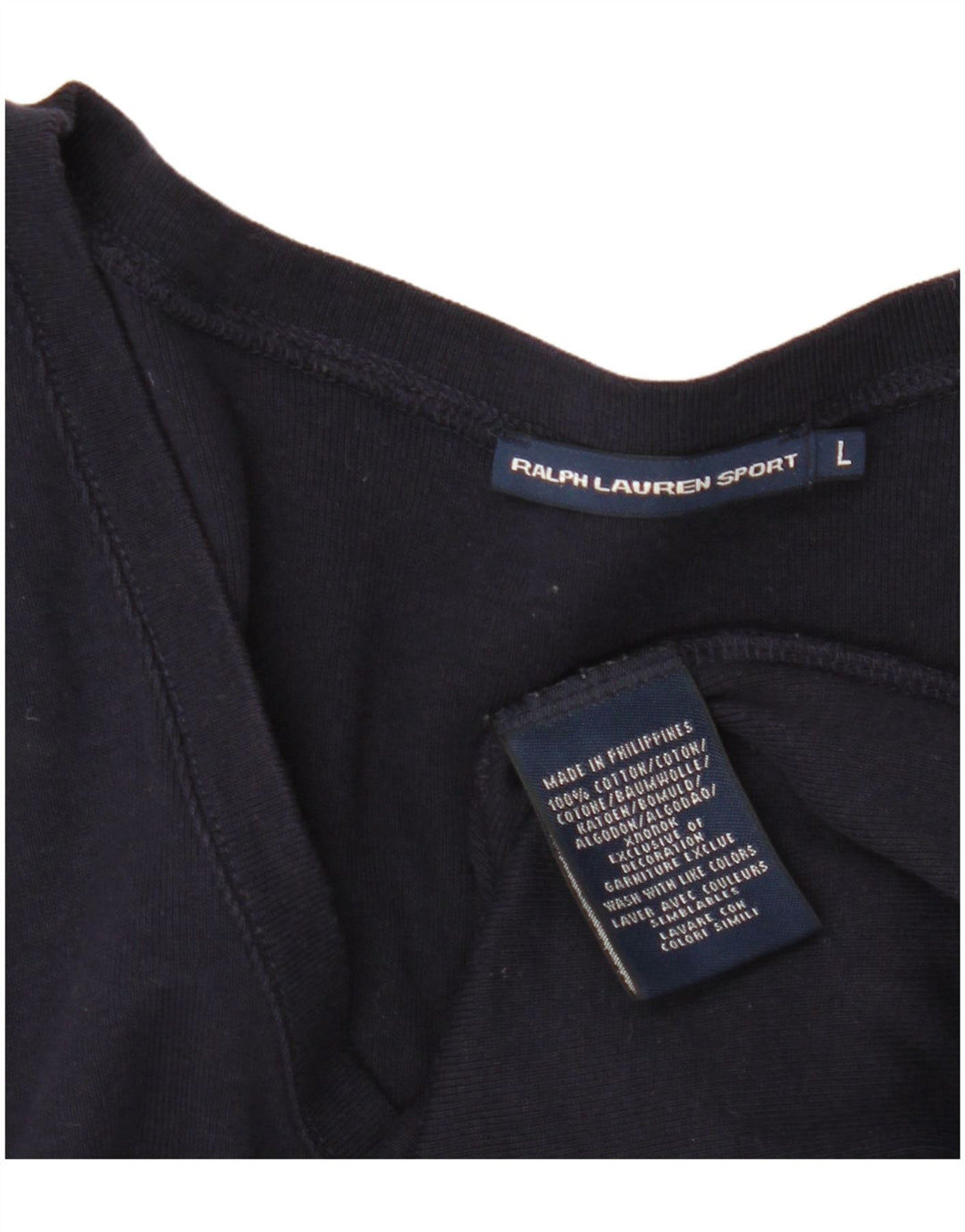 Camiseta feminina RALPH LAUREN UK 14 grande algodão azul marinho