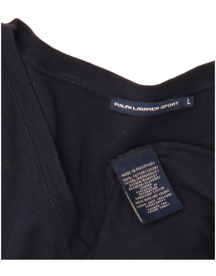 Camiseta feminina RALPH LAUREN UK 14 grande algodão azul marinho