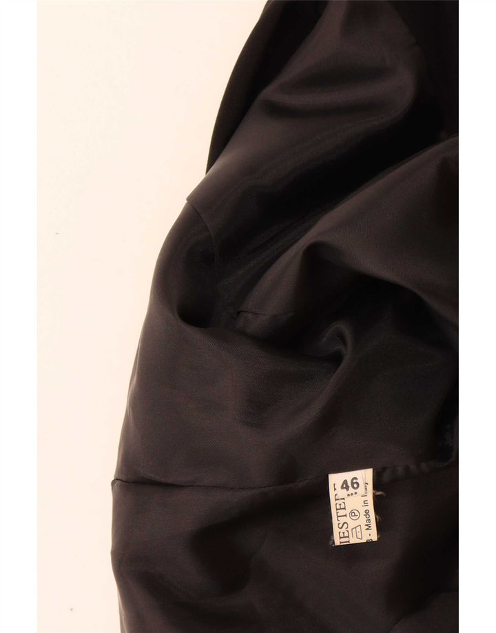 Jaqueta blazer feminina vintage com 3 botões IT 46 grande poliéster preto
