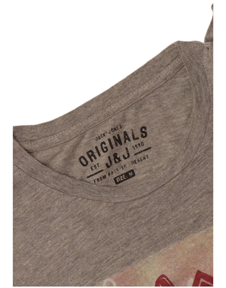 Camiseta gráfica masculina Jack & Jones cinza médio