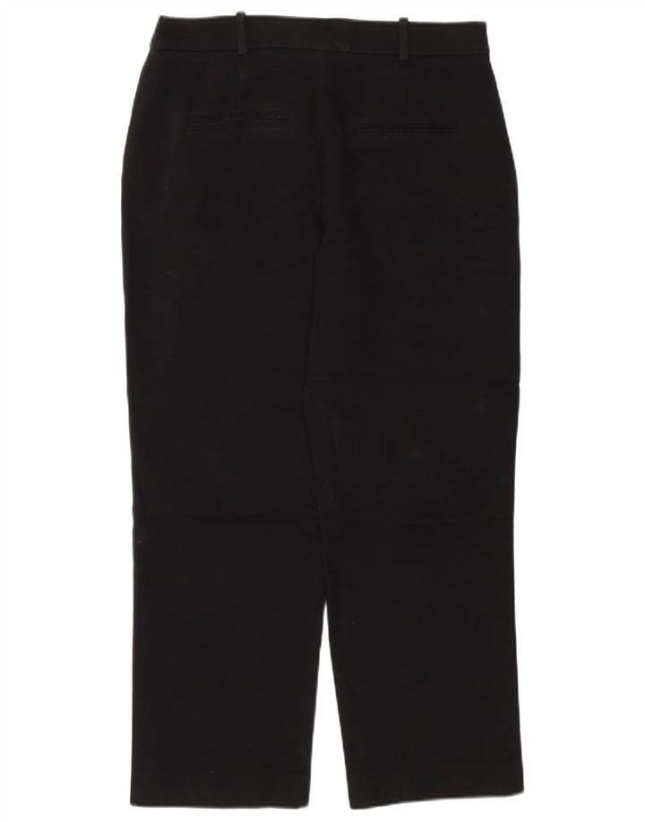 Zara Calça feminina reta cortada média W28 L26 algodão preto