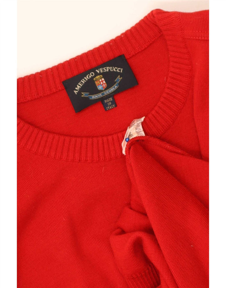 Suéter masculino Amerigo Vespucci com gola redonda XL de lã vermelha