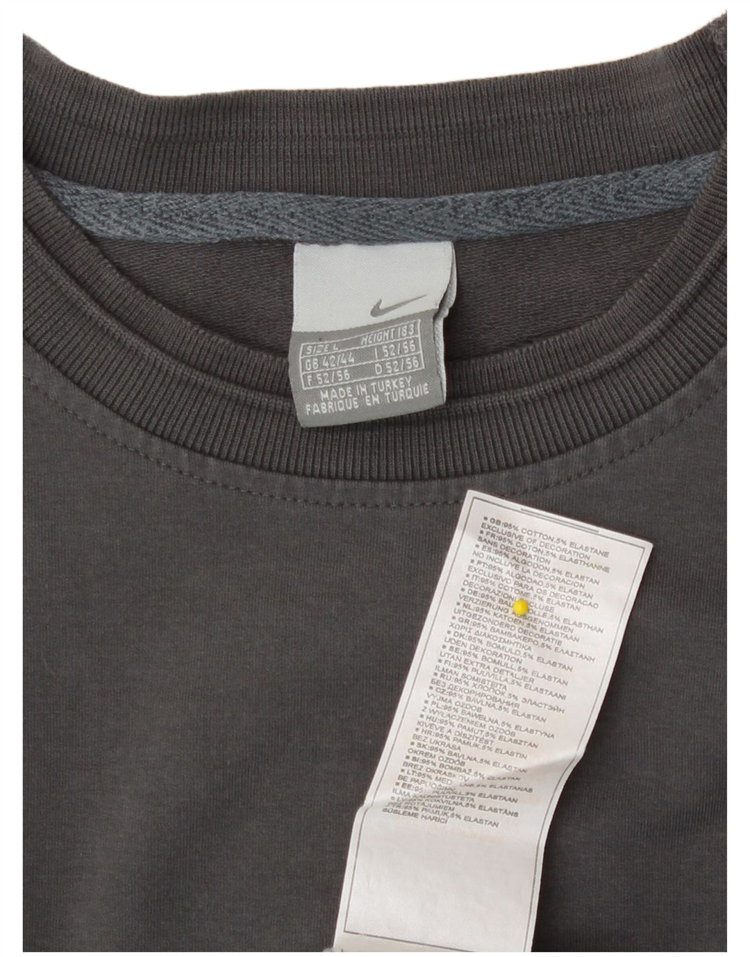 Moletom gráfico masculino Nike Jumper UK 42/44 grande algodão cinza