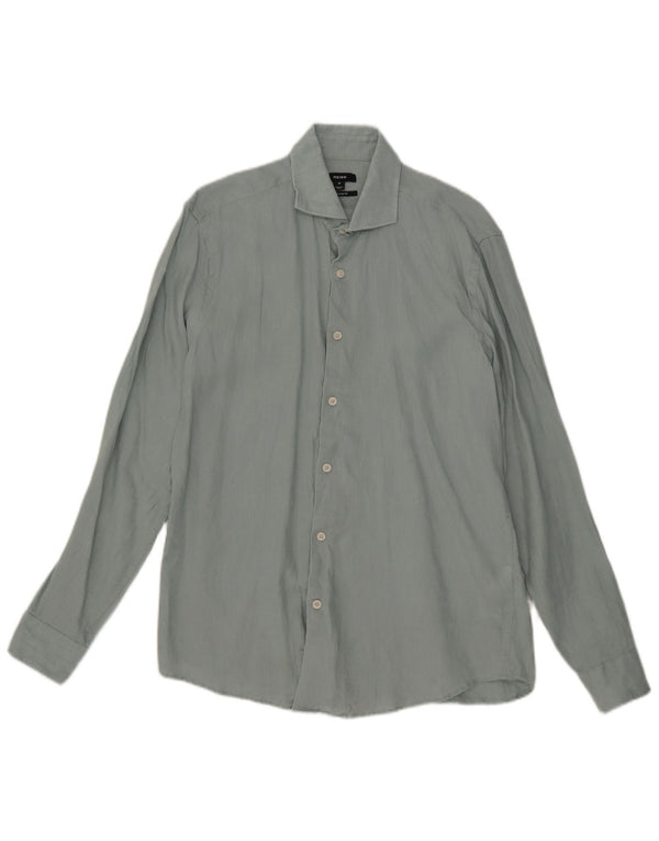 Camisa masculina Reiss Regular Fit linho azul médio
