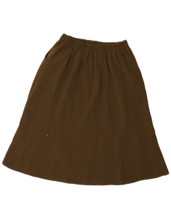 Saia vintage feminina linha A W28 poliéster cáqui médio
