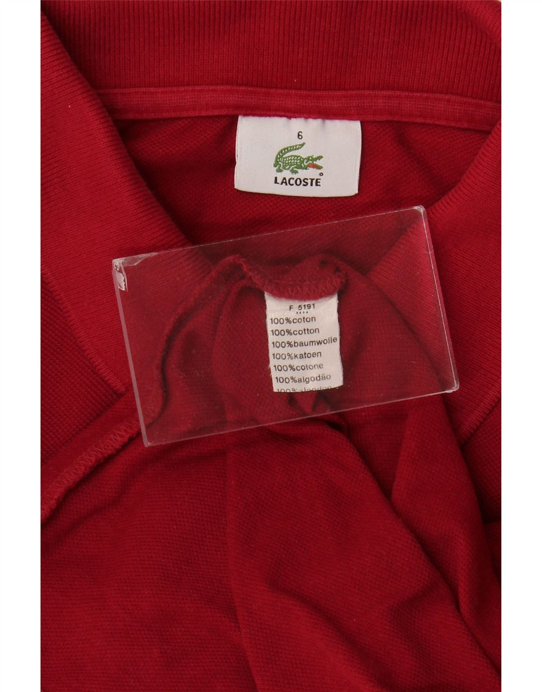 Camisa polo masculina LACOSTE tamanho 6 XL algodão vermelho