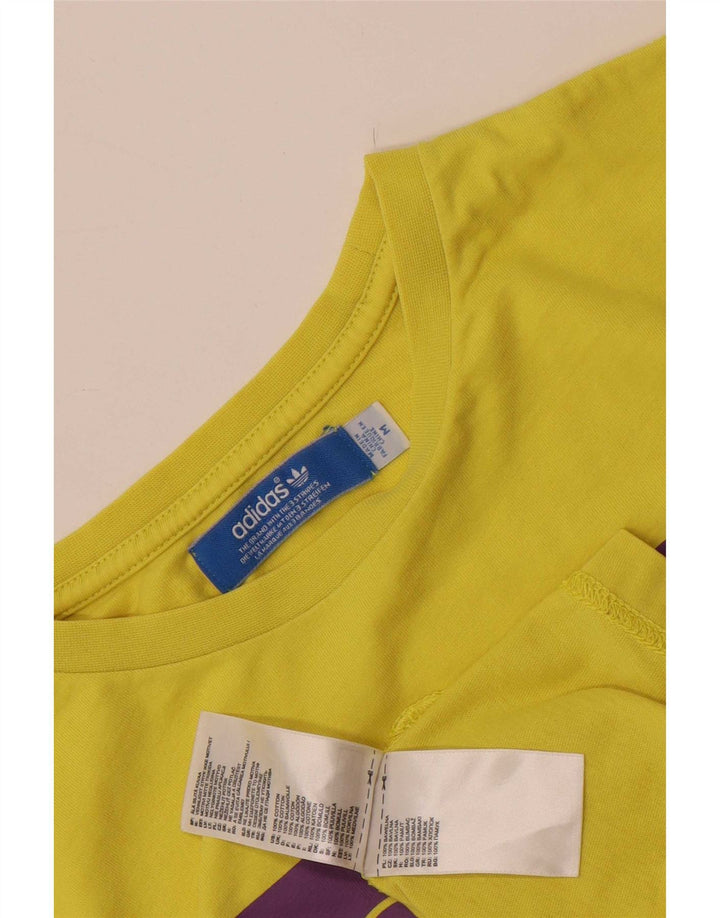 Adidas Mens Graphic T-Shirt Top Médio Algodão Amarelo