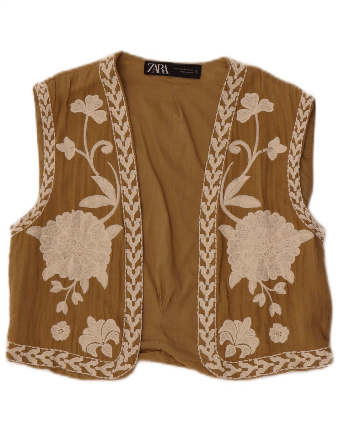 Colete feminino Zara UK 12 médio bege floral