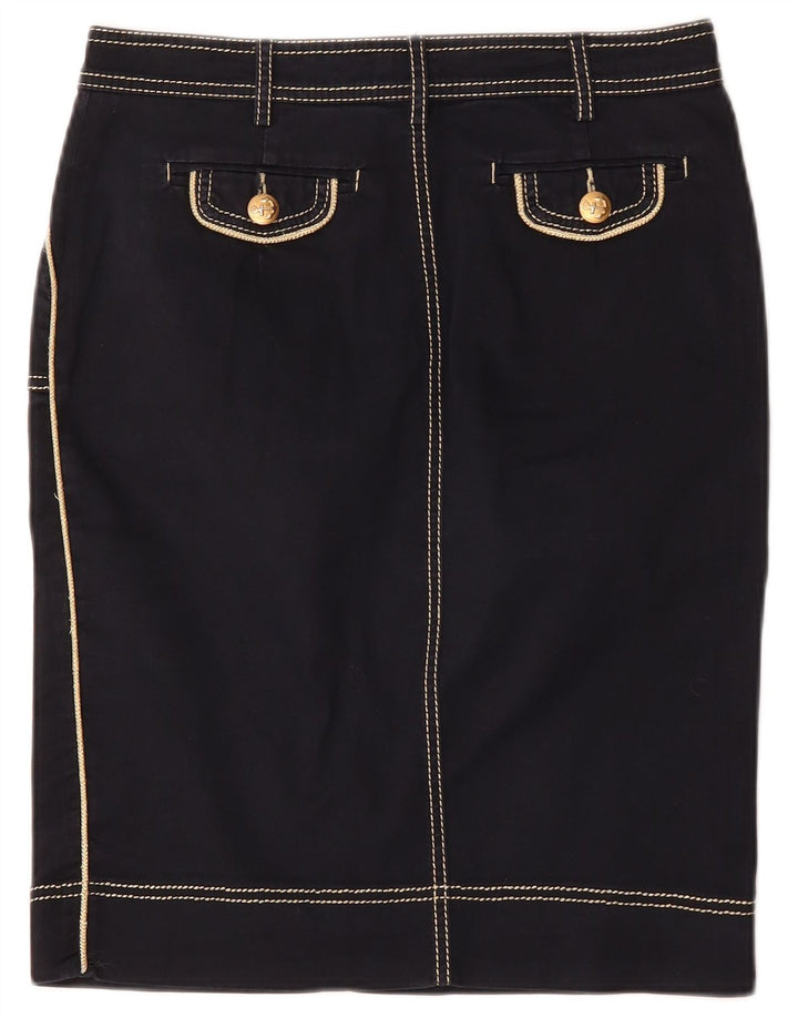 Saia jeans feminina Clips W30 algodão azul marinho médio