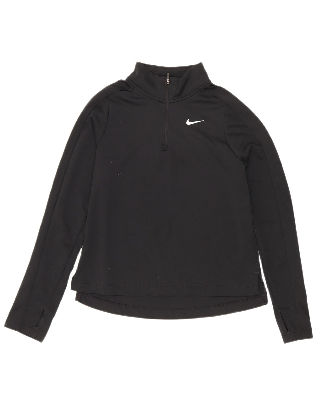 Nike Girls Dri Fit Zip Neck Pullover Treino Top 10-11 Anos Médio Preto