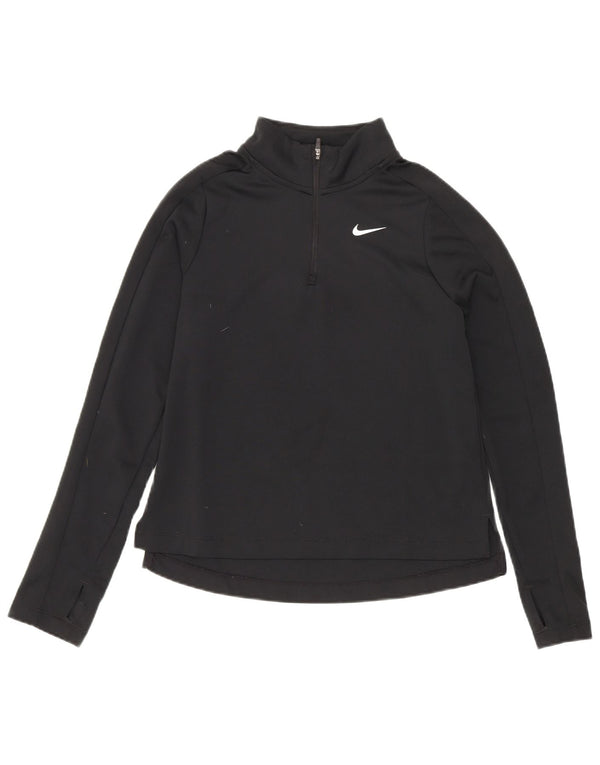 Nike Girls Dri Fit Zip Neck Pullover Treino Top 10-11 Anos Médio Preto