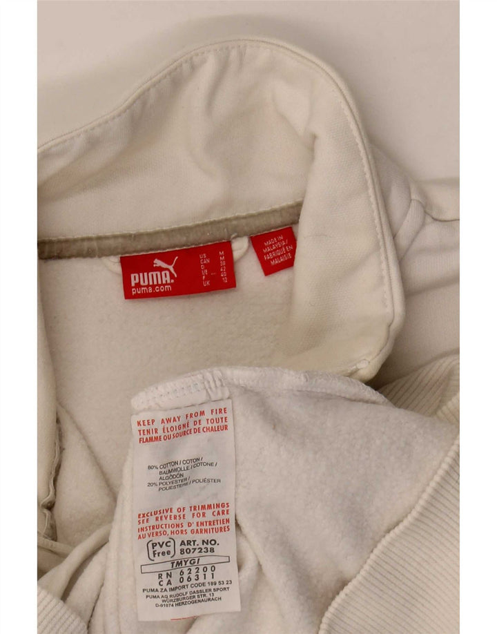 Puma Womens Graphic Tracksuit Top Jacket UK 12 Médio Algodão Branco