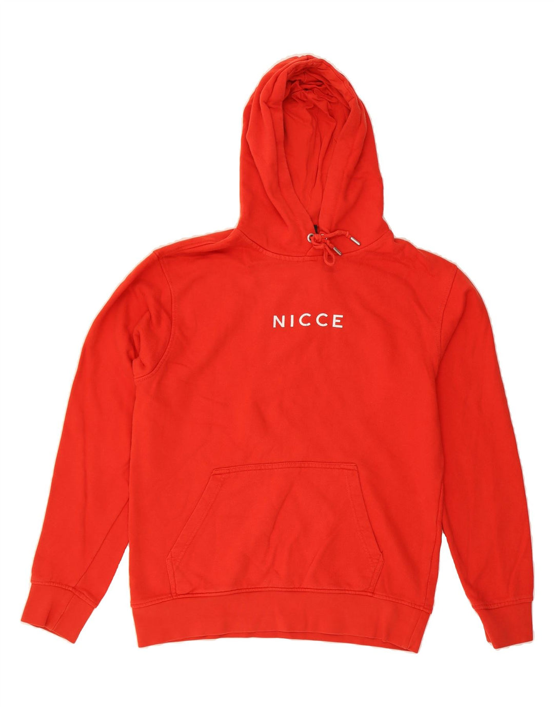 NICCE Mens Graphic Hoodie Jumper Small Red Cotton Vintage Nicce and Second-Hand Nicce from Messina Hembry 