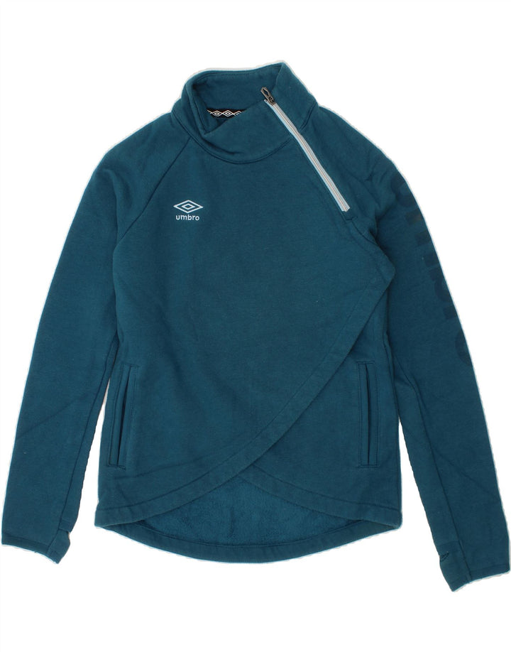 UMBRO Girls Sweatshirt Jumper 7-8 Years Medium Blue Cotton Vintage Umbro and Second-Hand Umbro from Messina Hembry 