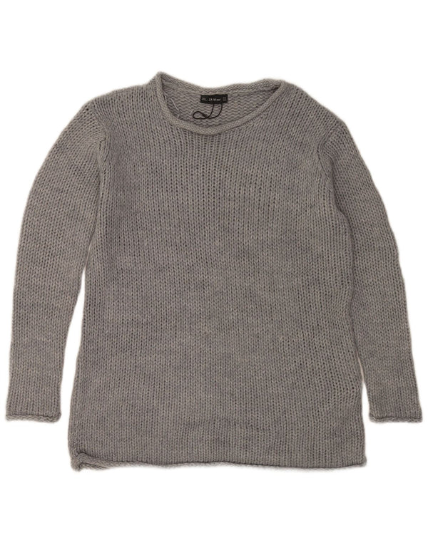 Zara Suéter feminino oversized com gola canoa Reino Unido 10 pequeno cinza acrílico