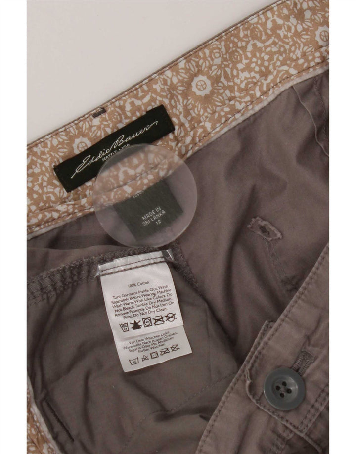 Shorts Chino Feminino Eddie Bauer US 12 Grande W34 Algodão Cinza