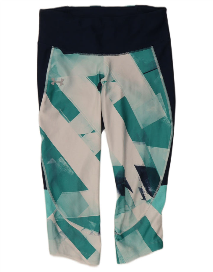 Under Armour Womens Compression Leggings UK 12 Médio Turquesa Geométrico