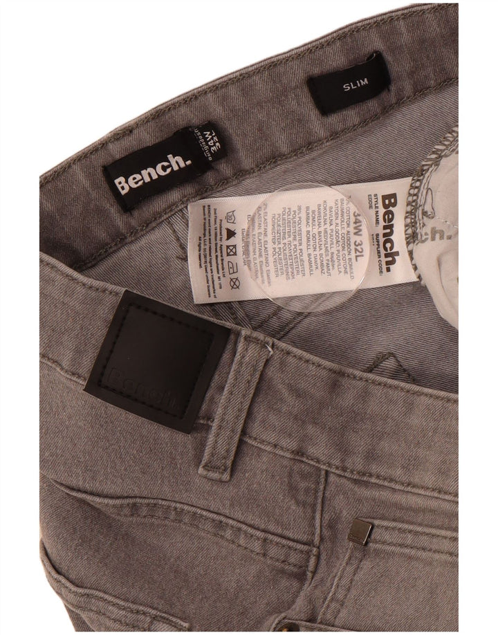 BENCH Masculino Slim Jeans W34 L32 Algodão Cinza