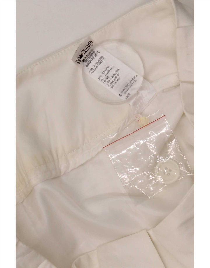 Saia reta feminina Marks & Spencer UK 12 médio W30 algodão branco