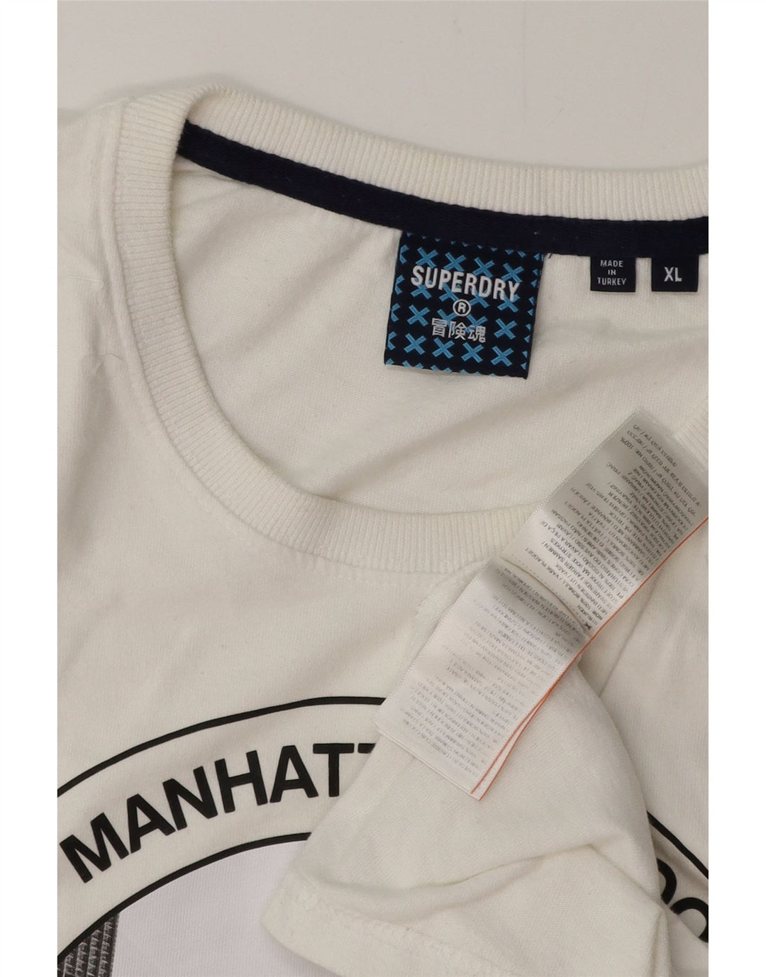 Camiseta feminina SUPERDRY com estampa gráfica UK 18 XL algodão branco