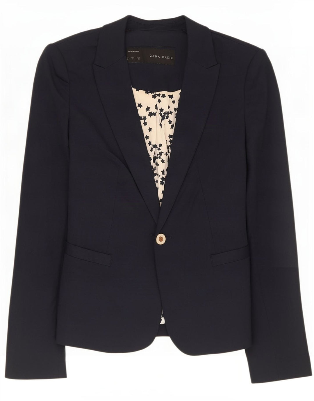 Jaqueta blazer feminina Zara com 1 botão Reino Unido 10 pequena azul marinho
