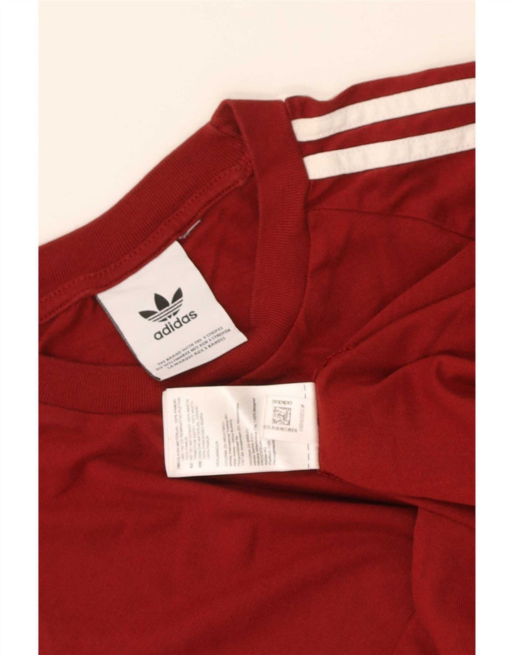 Adidas Mens T-Shirt Top Pequeno Algodão Vermelho